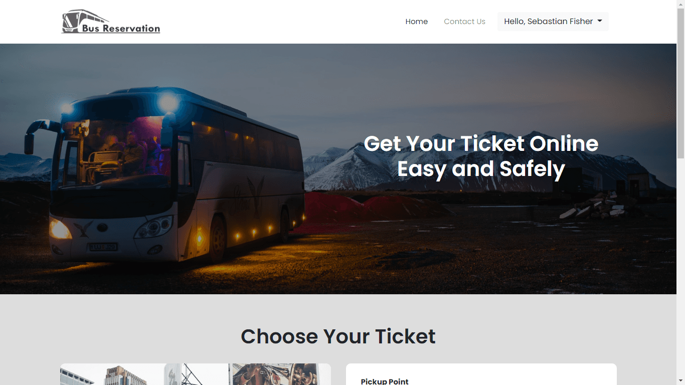 Screenshot of Bus Service webpage